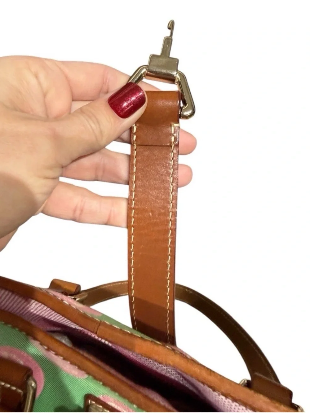 Vintage Dooney & Bourke Rare Color Bucket Bag/ Purse- Monogram Pink & Green